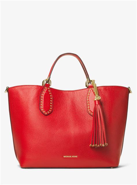 michael kors bright red bag|Michael Kors red tote bag.